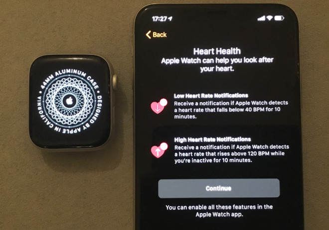 Apple Watch setup's Heart Health information screen