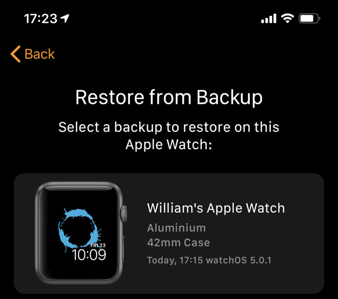 If you had a previous Apple Watch, restore the latest backup to the new one