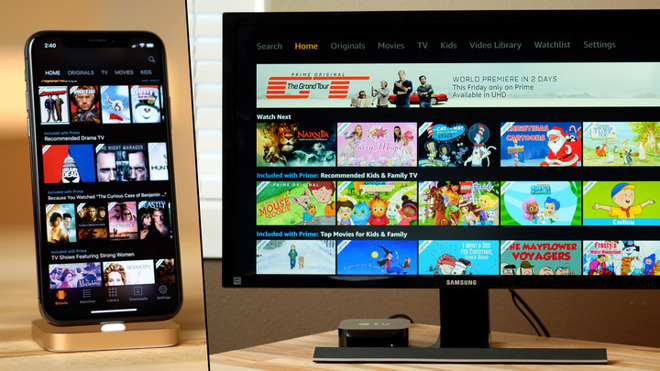 Amazon Prime on Apple TV (right)