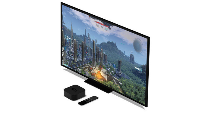 Apple TV with Siri Remote and a television set