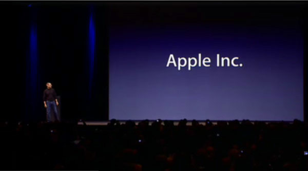 Steve Jobs announcing Apple's name change