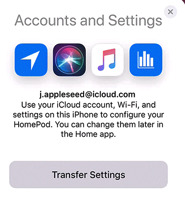 Tap on Transfer Settings and your HomePod will pick up your Wi-Fi network, password and much more