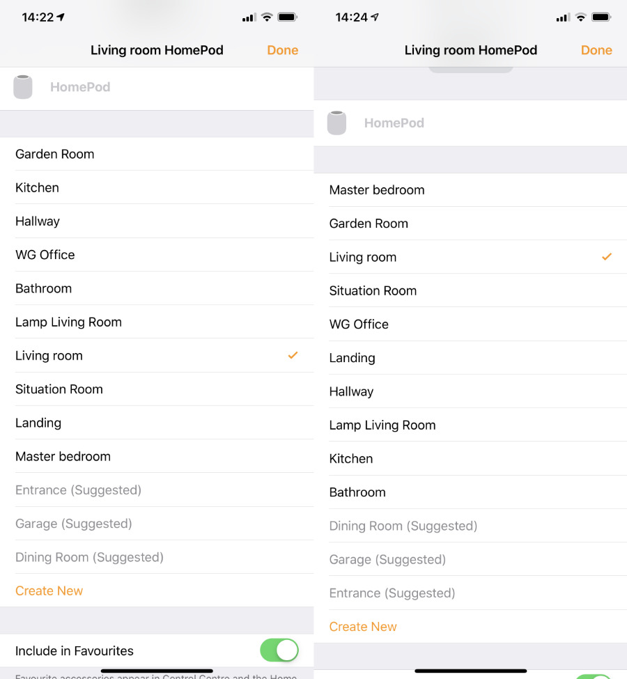 Among the many things you can adjust there is a setting for what room the HomePod is in
