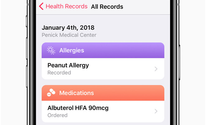 Health Records can provide details about a user's medications and allergies