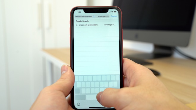 The trackpad mode triggered by the iPhone XR's Haptic Touch