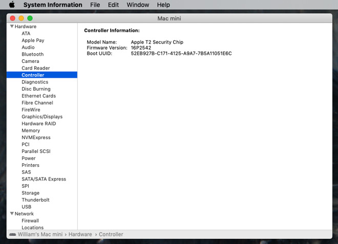 Where to confirm that you have a Mac with the Apple T2 Security Chip