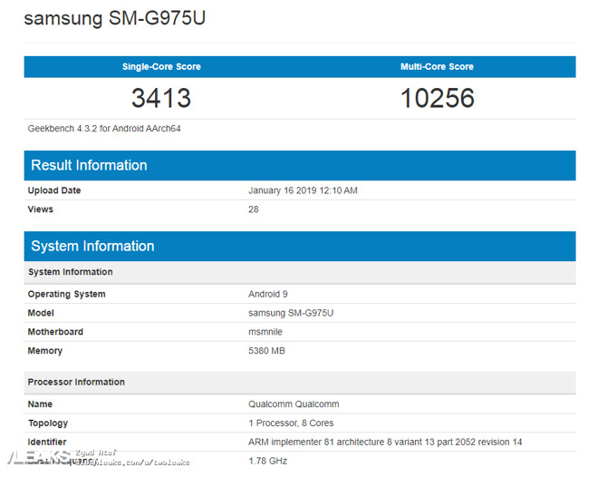 Samsung Galaxy S10+ benchmark
