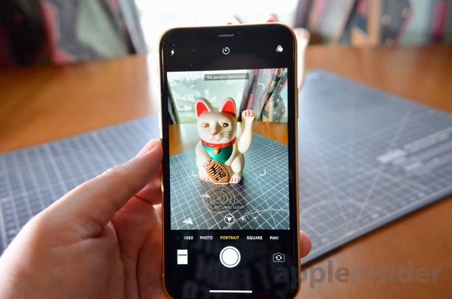 An iPhone XR notifying it could not detect a human subject in Portrait Mode