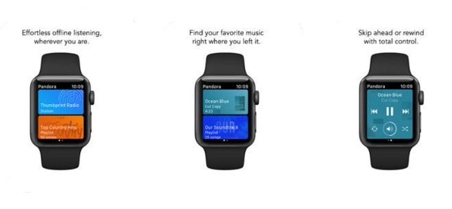 Pandora lets you download music to the Watch
