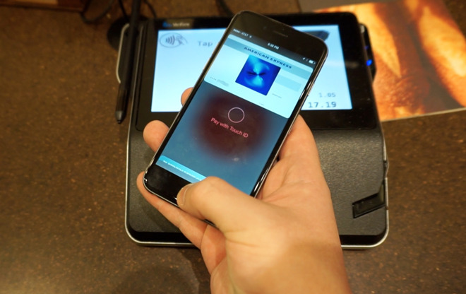 Apple Pay-compatible POS terminal with Discover card payment