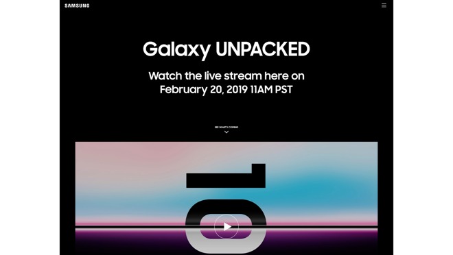 Samsung's notification of an incoming Unpacked event