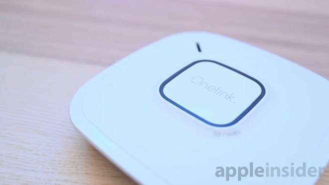OneLink Smart Smoke and Carbon Monoxide Alarm, a HomeKit-enabled sensing device for the home.