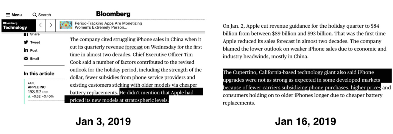 Bloomberg Apple reporting