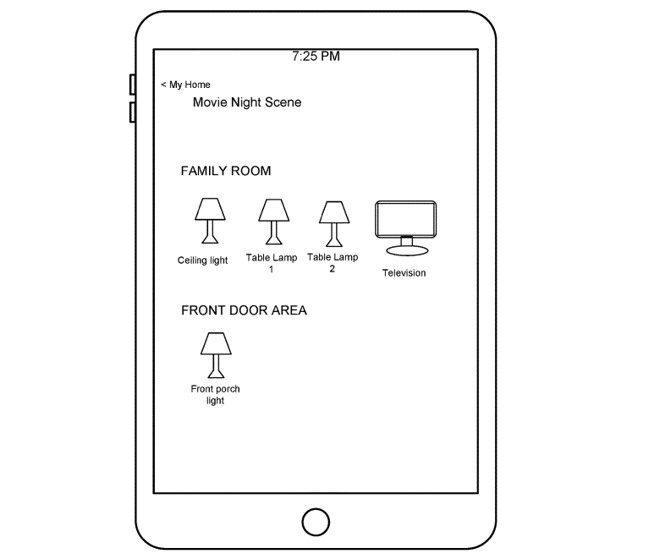 An example illustration from the patent application showing additional items appearing in the Home app.