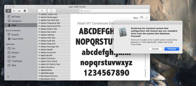 The nuclear option. You can have the Mac remove every font that doesn't come as standard