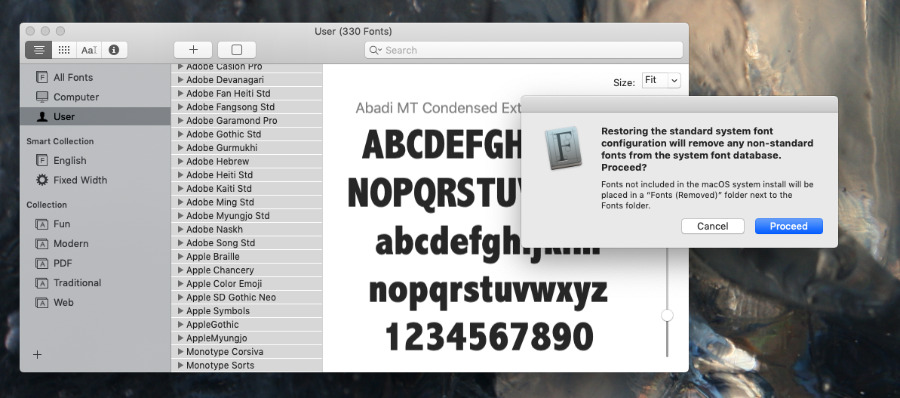 standard fonts on mac
