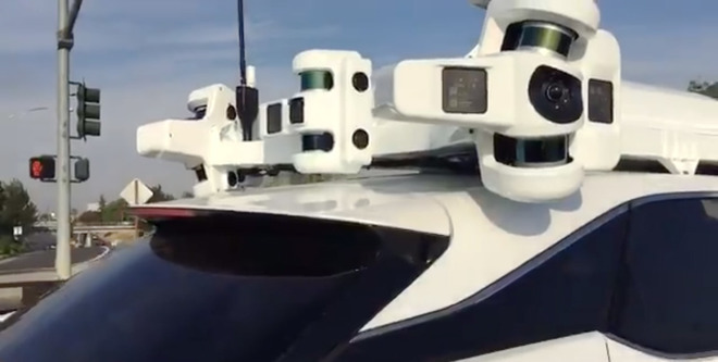 The roof-mounted sensor array used in Apple's 'Project Titan' self-driving car system
