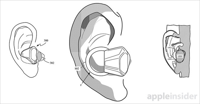Early Apple patent for hearing-aid style AirPods (source: USPTO)