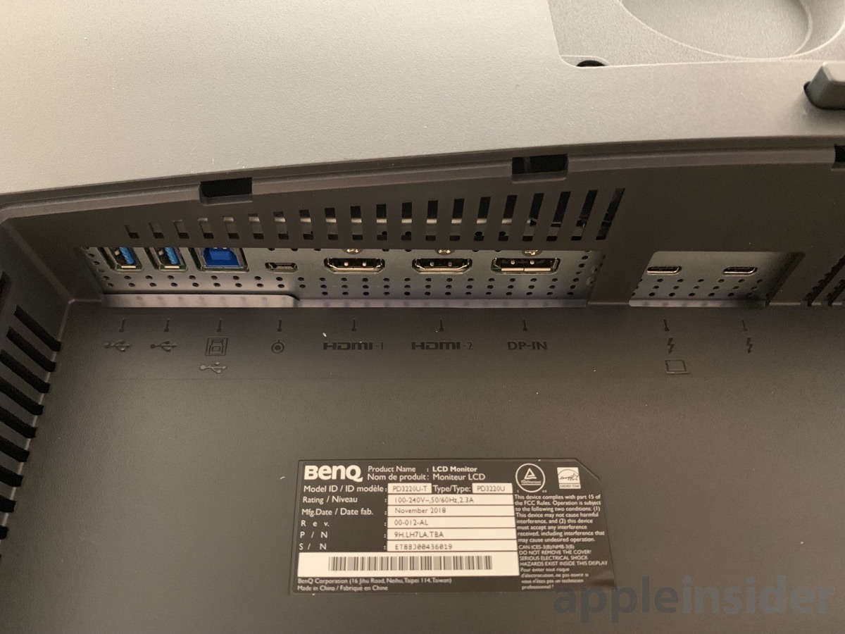BenQ 4k Thunderbolt 3 monitor ports