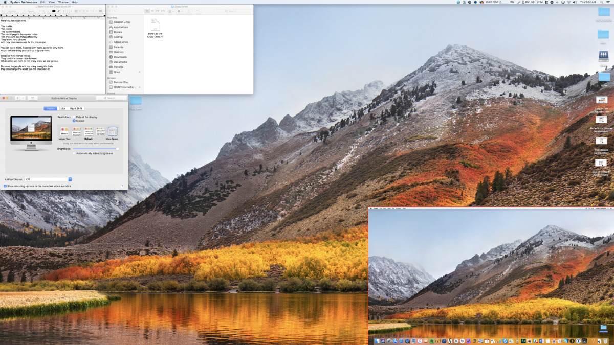 Two images, both from 27-inch iMacs.  The main is a 5K iMac where the inset, at the same pixel scale, is a pre-Retina 2012 iMac