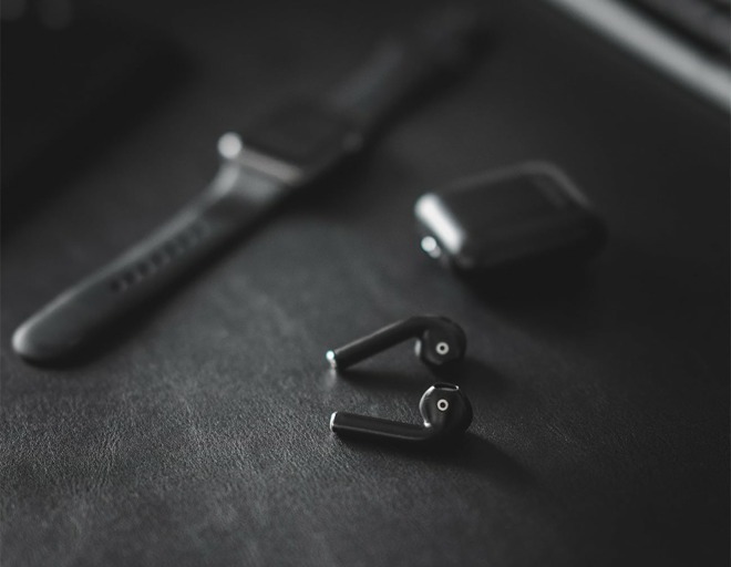 Custom-painted black first-generation AirPods