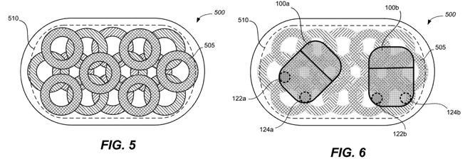 An example of an AirPower-style charging pad with multiple overlapping charging coils, and how the theoretical case design could function on it.