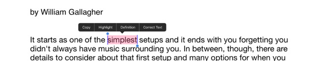 PDFpen for iOS lets you press-and-hold on a word to bring up its Correct Text option