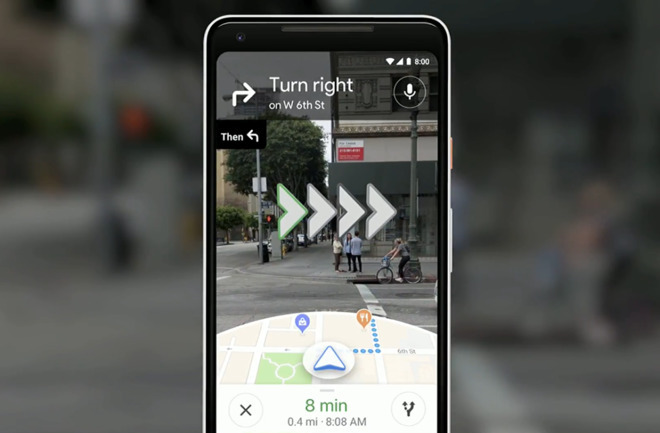 A concept image of Google Maps using AR for navigation
