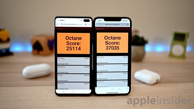 Samsung Galaxy S10+ and iPhone XS Max Octane 2.0