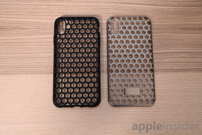 Gresso TPU bumper (left) and titanium shell (right)