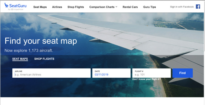 Seat Guru's website does include a flight search but it's best when you already know some trip details