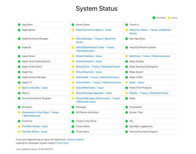 Apple system status notes outages for App Store, Mac App Store