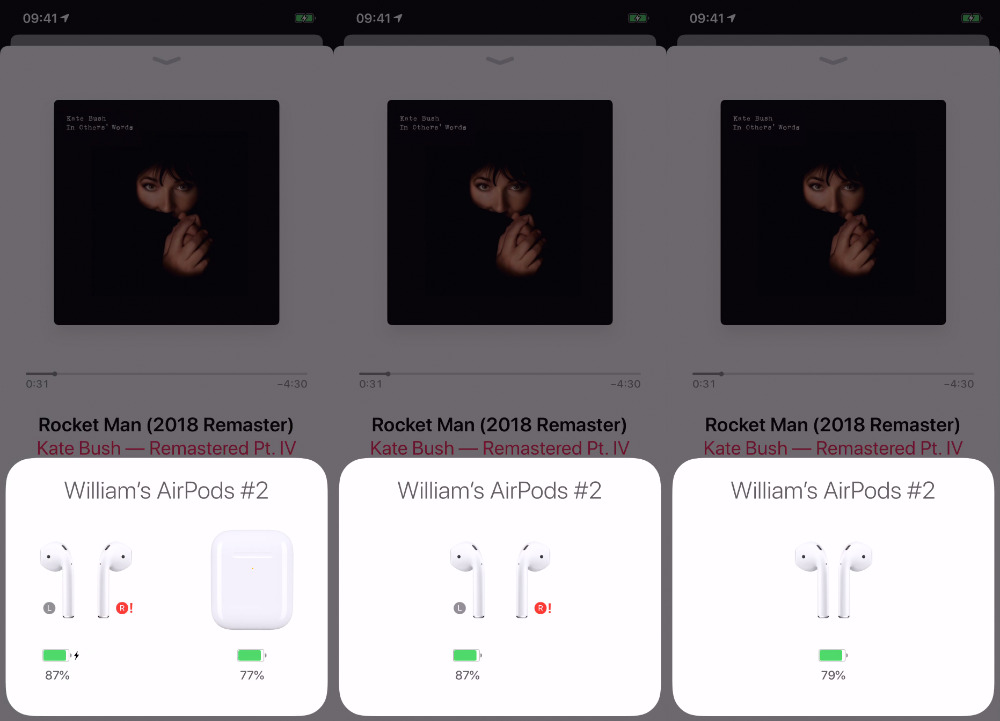 The red error on the right AirPod is a connection issue. Here it fixed itself but you may need to check the AirPod for debris