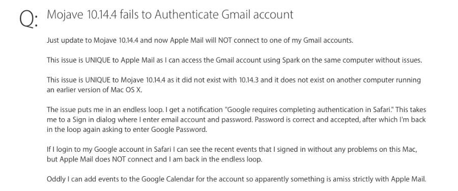 problems with gmail on mac