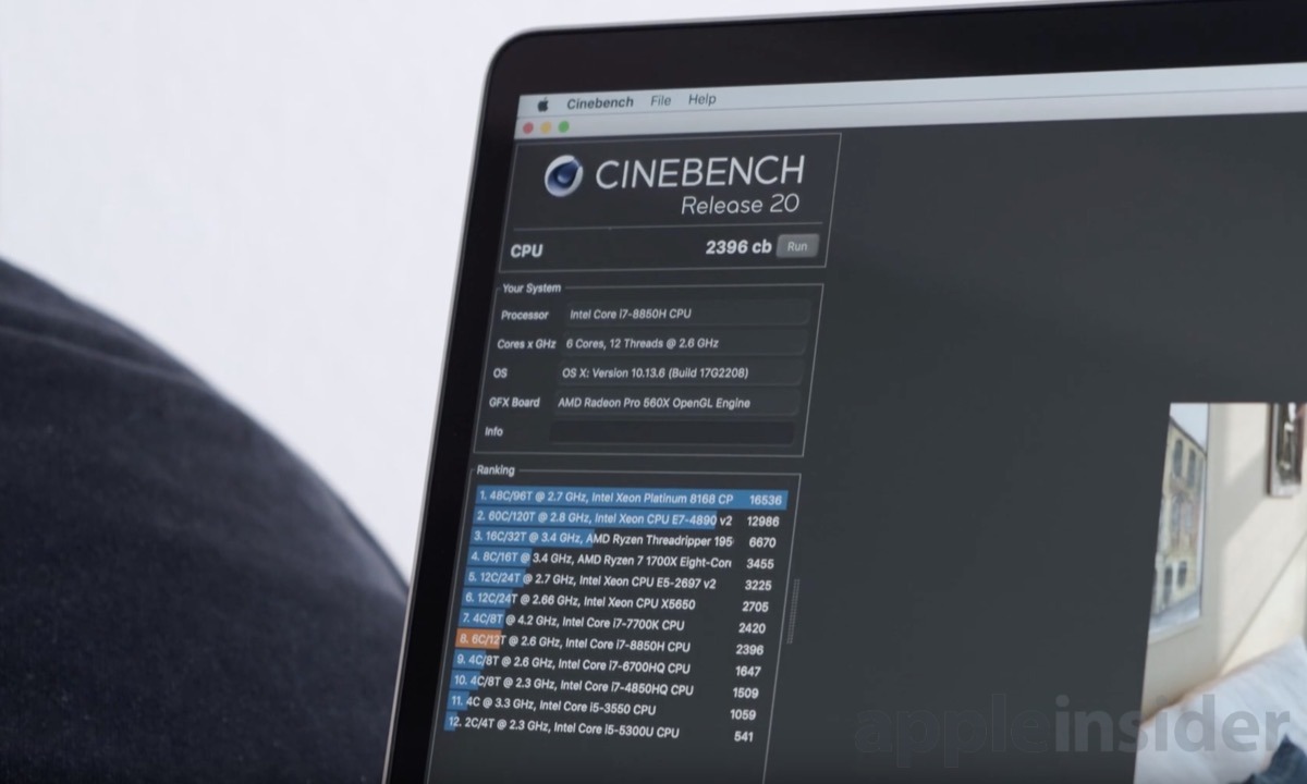 2019 iMac 4K Cinebench R20 results