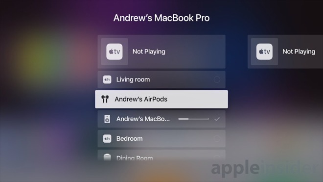 AirPods being accessed from the Apple TV