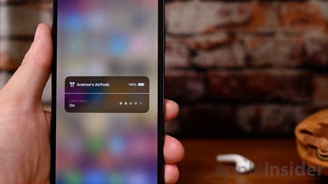 Using Live Listen with AirPods in Control Center