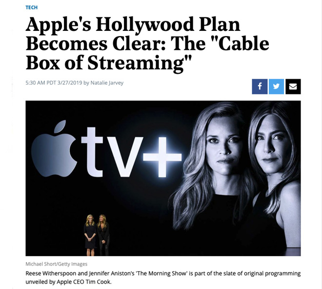 Detail from The Hollywood Reporter's coverage of Apple's event