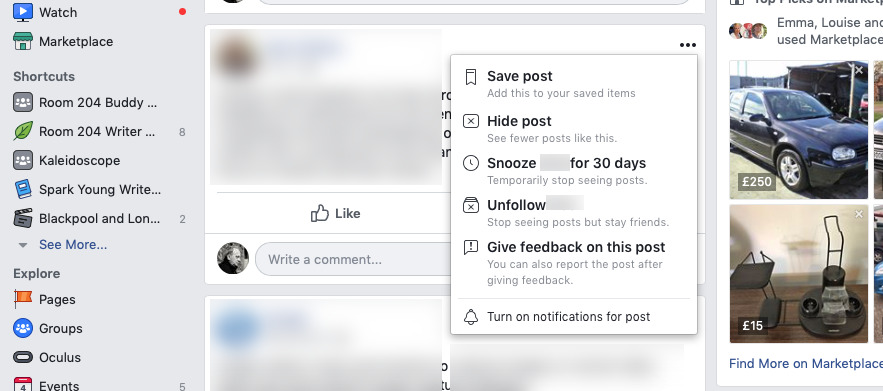 Facebook lets you snooze or mute someone without actually un-friending them