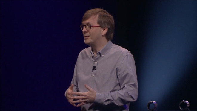 Kevin Lynch demonstrating the original Apple Watch