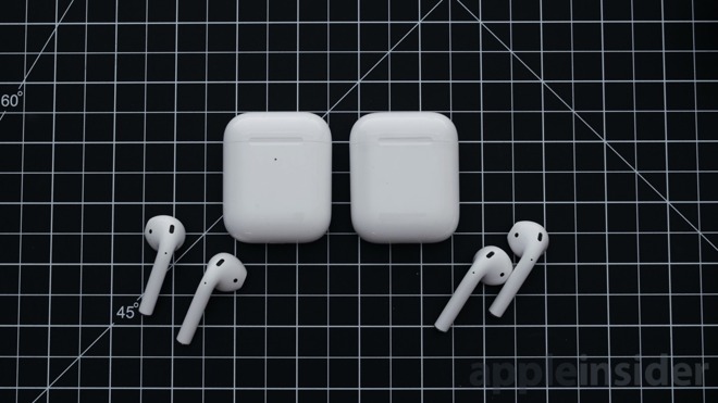 AirPods Second Generation (left) and original AirPods (right)
