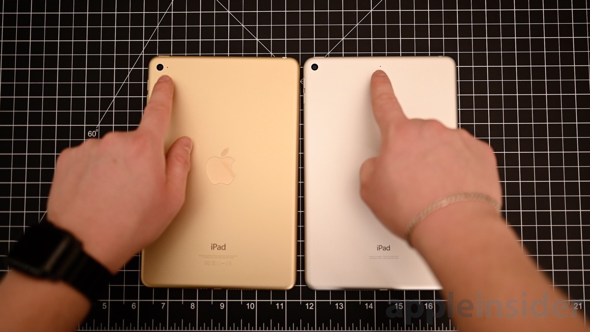 iPad mini 4 (left) and 2019 iPad mini 5 (right) mic placement