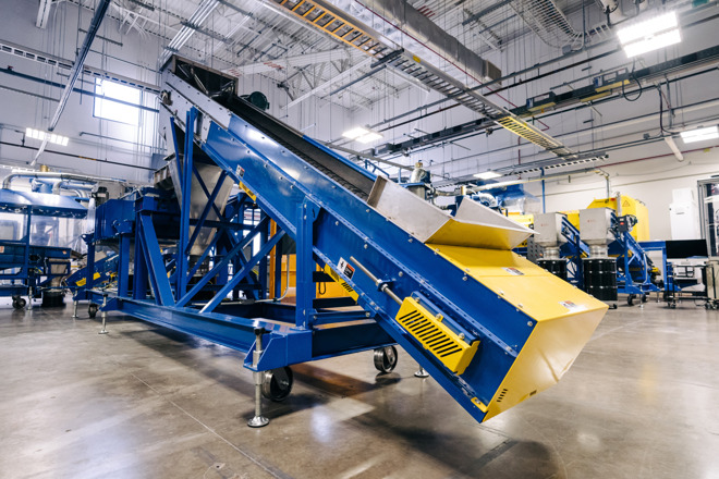 The Material Recovery Lab houses machinery used for typical e-waste recycling procedures.