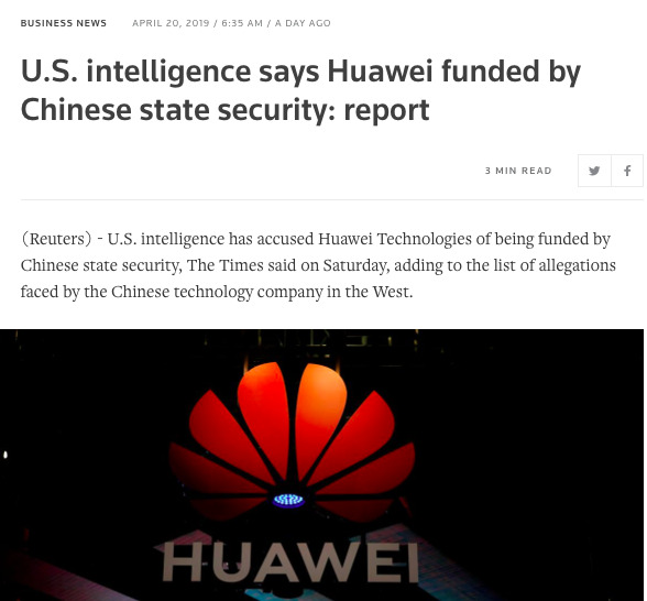 Huawei China spy funding