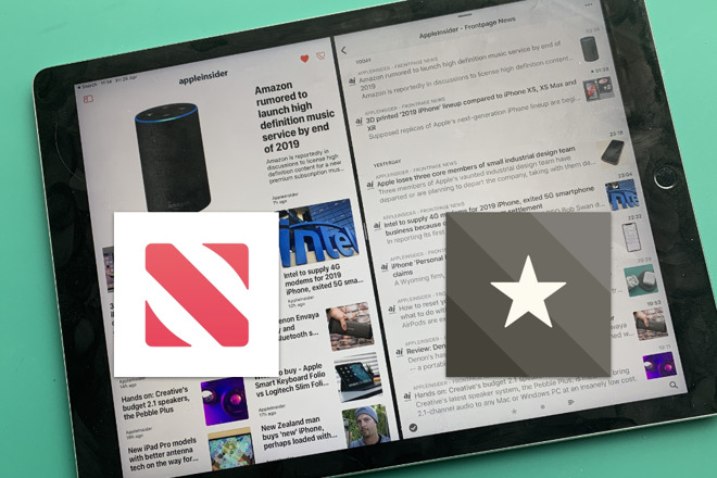 Split Screen with Apple News+ on left, Reeder 4 on right. When Reeder has the full screen, it displays one main article as well as the list