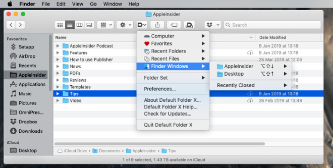 Default Folder X. A Finder navigation app that Apple should bundle with all Macs.