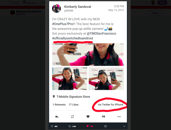 T Mobile Crazy In Love Promotion Of Oneplus 7 Pro Tweeted From