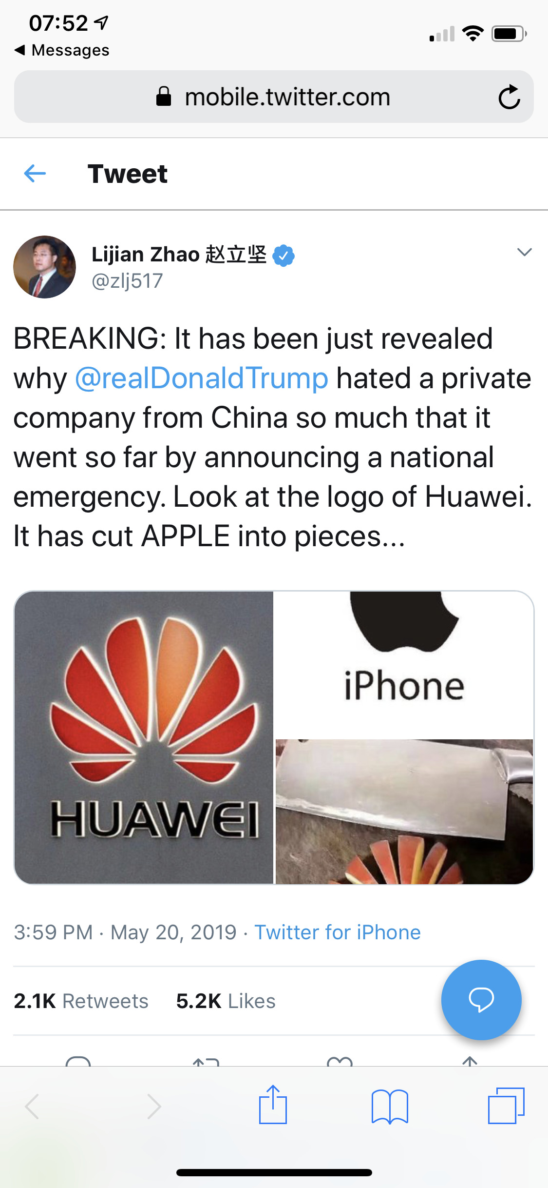 Chinese Diplomat Attacks Apple Trump Over Huawei Using An Iphone Appleinsider