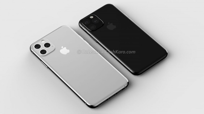 An early render of the triple camera setup of the 2019 iPhones, via OnLeaks and CashKaro