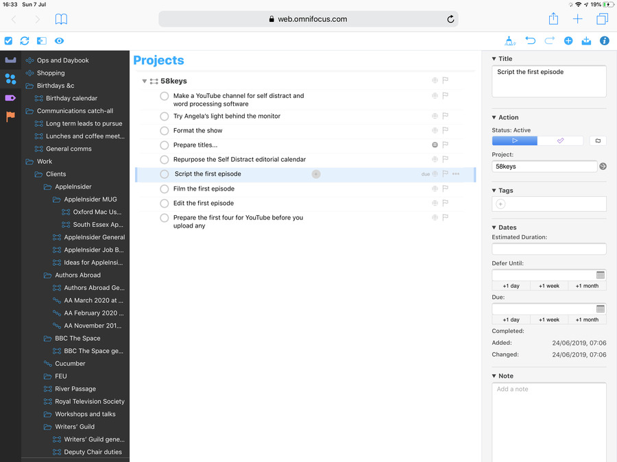 can you nest actiities in omnifocus pro